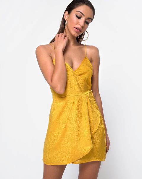 Furia Slip Dress In Satin Mustard