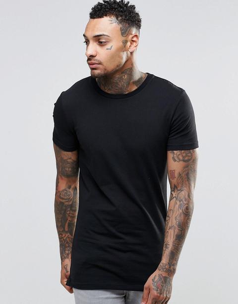 Asos Longline Muscle T-shirt In Black