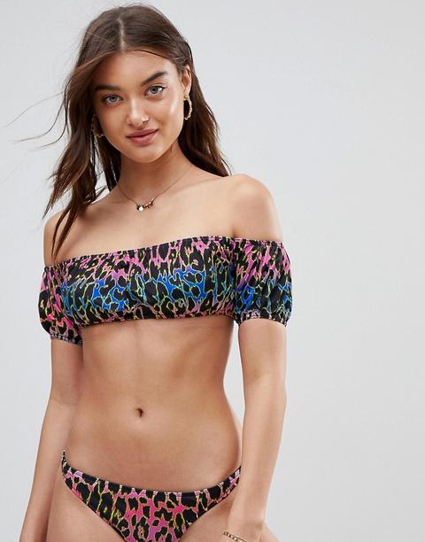 Asos Design - Top Bikini Con Scollo Alla Bardot