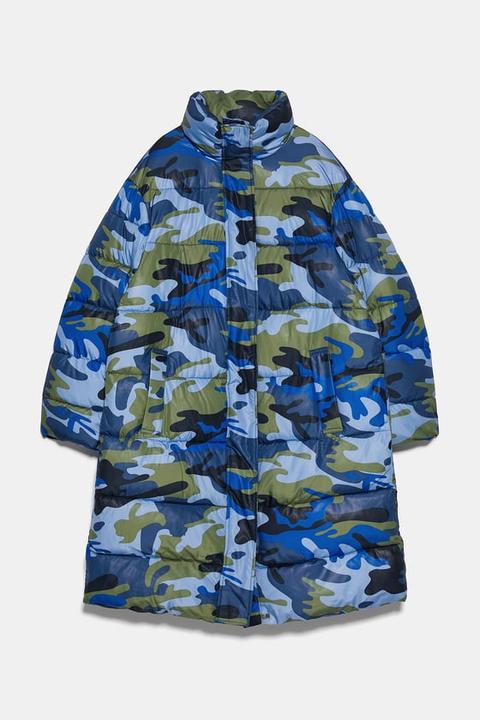 Abrigo Acolchado Estampado Camuflaje
