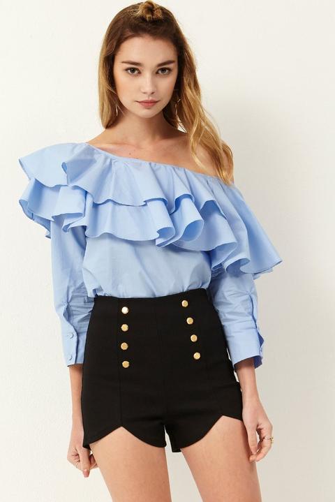 Reese One Shoulder Ruffle Blouse