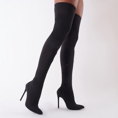 Darin' Over The Knee Boots In Black Stretch