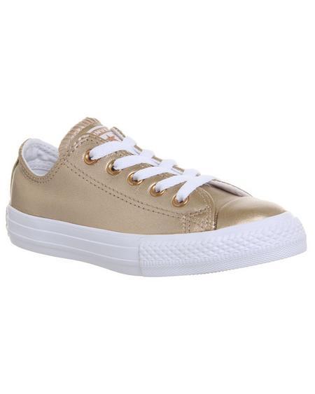 converse all star leather ox low gold metallic