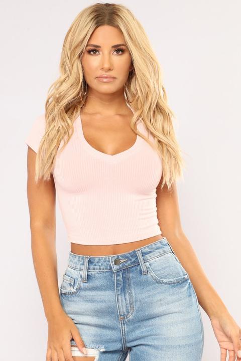 Little Do You Know Crop Top - Pink