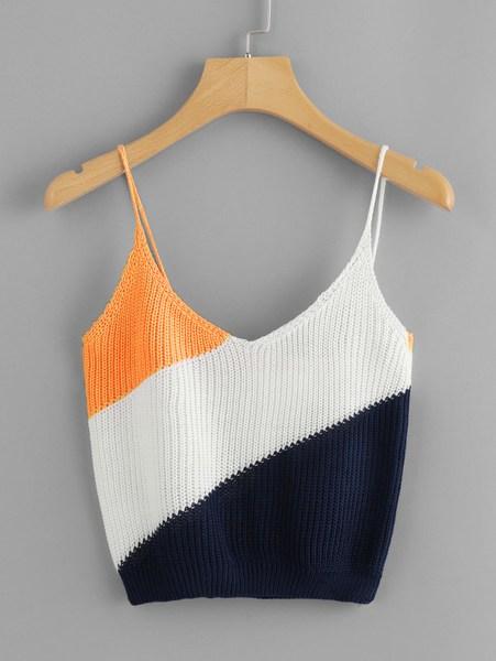 Top Cami In Maglia Color Block