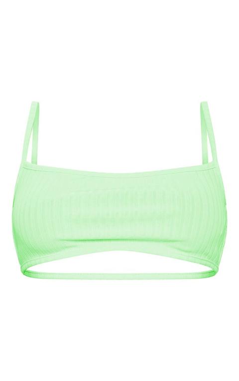 white rib strappy back bralet