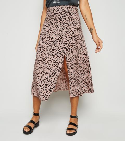 pink midi skirt with split