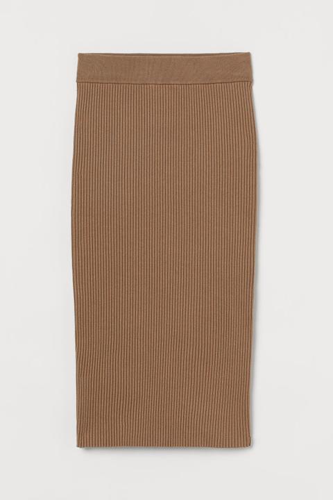 Rib-knit Skirt - Beige