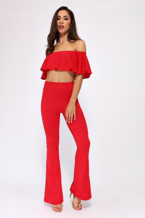 Red Flare Trousers