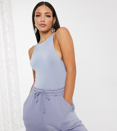 Body Ajustado Con Parte Delantera De Nadador En Azul De Missguided Tall (parte De Un Conjunto)