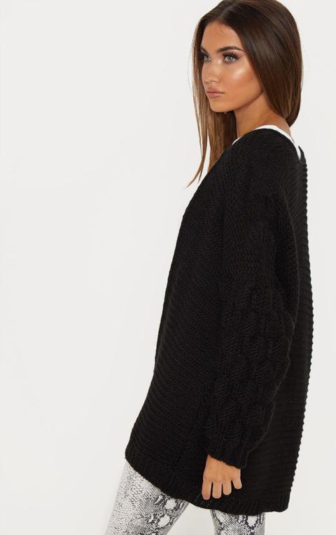 black bubble sleeve cardigan