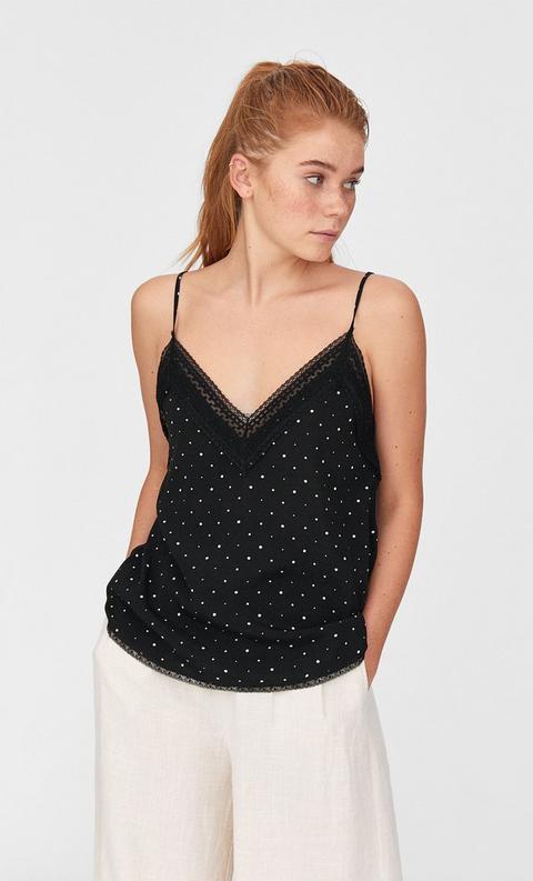 Top Lingerie Con Stampa A Pois Nero
