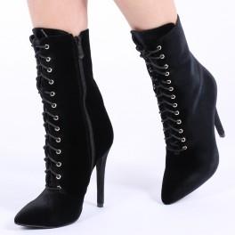 velvet lace up ankle boots