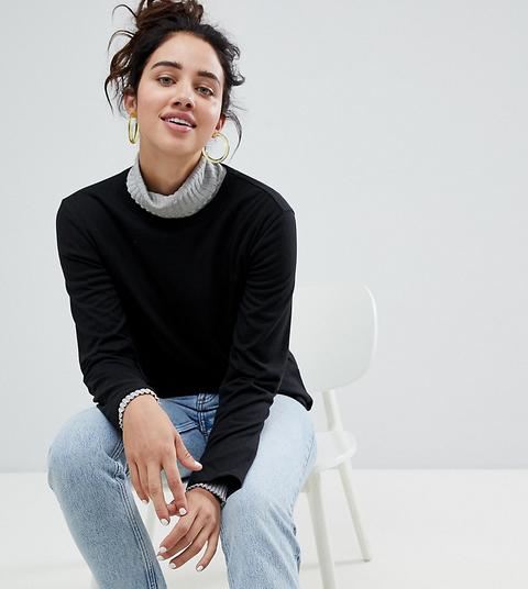 Monki - Maglia Girocollo A Maniche Lunghe - Nero