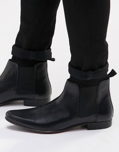 Asos Chelsea Boots In Leather - Black