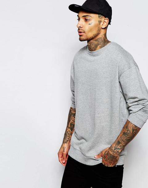 Asos - Felpa Oversize Grigio Mélange - Grigio