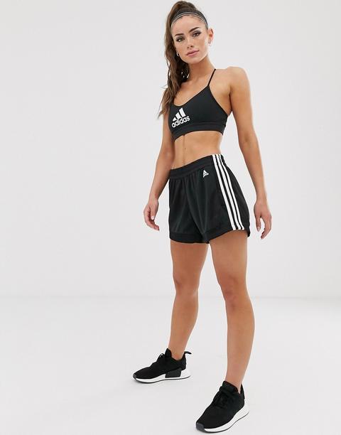 Adidas Training Three Stripe Shorts In Black