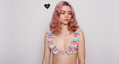 Lazy Oaf Frilly Rainbow Bikini Top