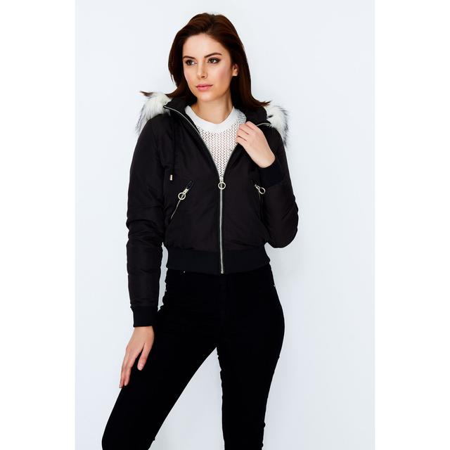 black fur lined bomber jacket