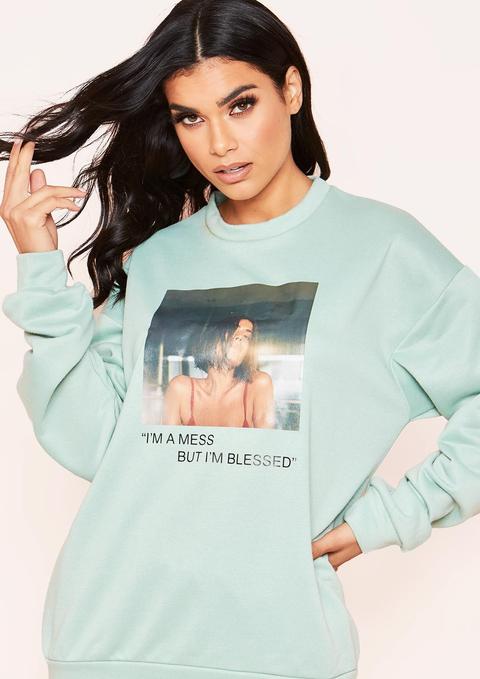 Eliana Sage I'm Blessed Graphic Oversized Sweatshirt