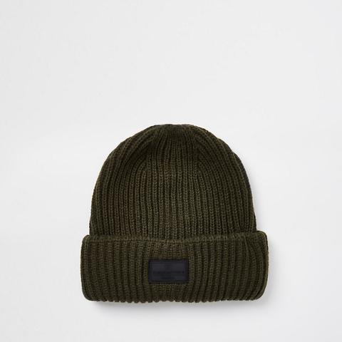 Maison Khaki Knitted Fisherman Beanie Hat