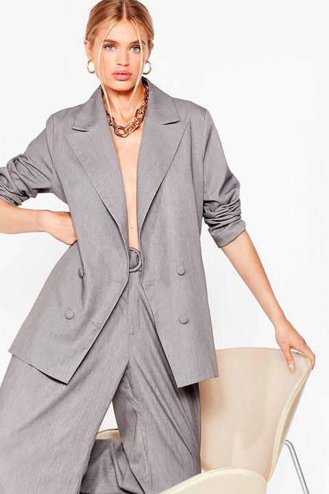 Blazer Oversize À Double Boutonnage Girl Boss - Gris - 38, Gris