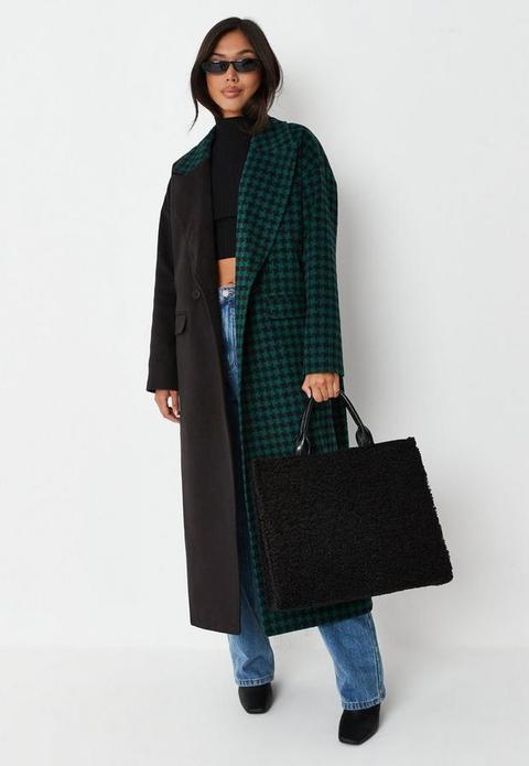 Green Check Spliced Formal Coat, Green