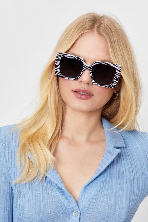 Womens Zebra Print Square Sunglasses