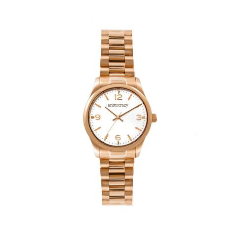 Reloj Moustique Armis Y Detalles En Oro Rosa Con Esfera Blanca