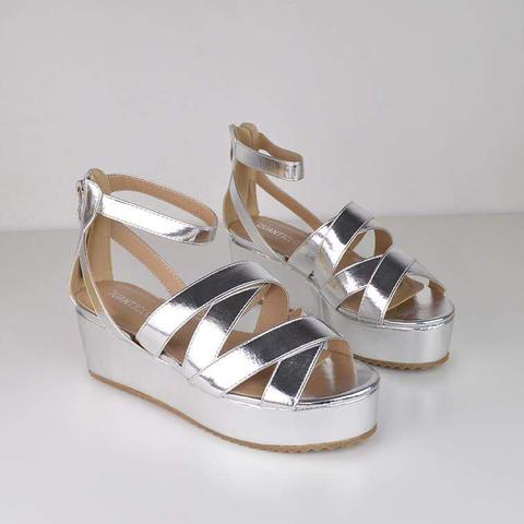 Nina - Flatform Sandals In Silver