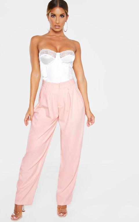 Light Pink Woven High Waisted Cigarette Leg Pants