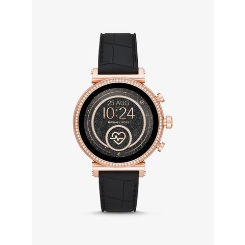 Reloj Inteligente Sofie Heart Rate En Tono Dorado Rosa De Silicona En Relieve