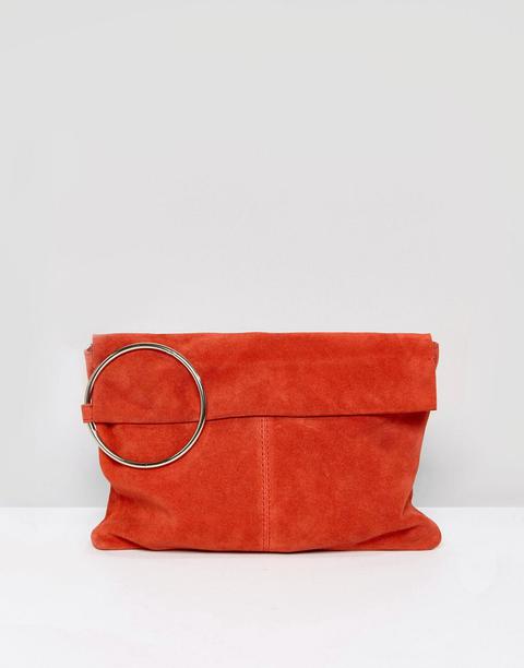 Asos - Pochette Scamosciata Con Manico Ad Anello - Rosso