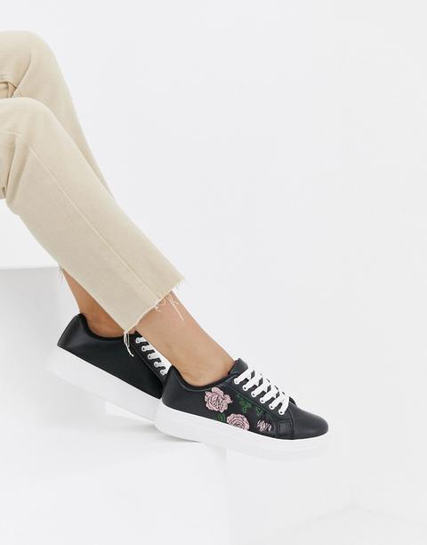 Park Lane - Sneakers Flatform Ricamate - Nero