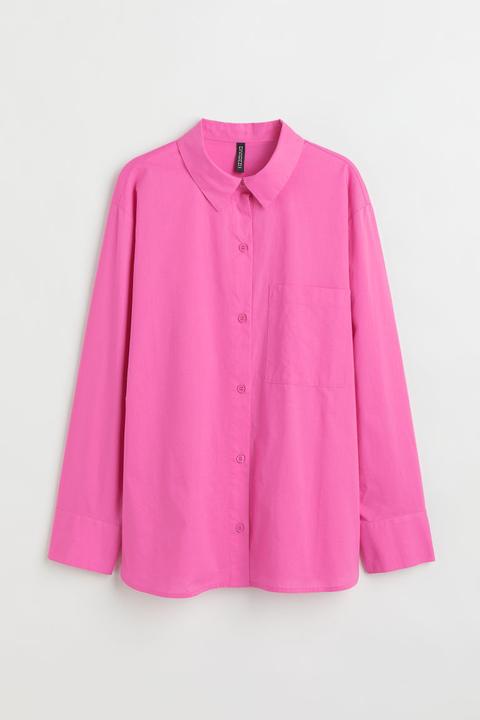 Camisa Oversize De Algodón - Rosa