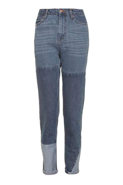 Moto Patchwork Panel Mom Jeans