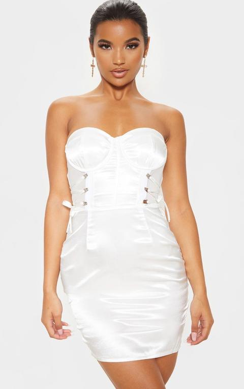 satin white bodycon dress