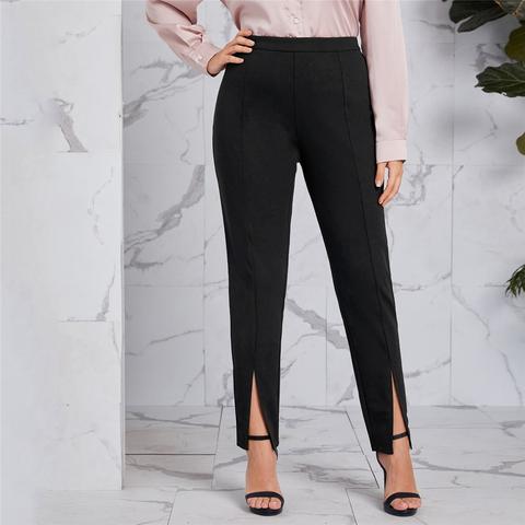 Plus Seam Front Split Hem Trousers