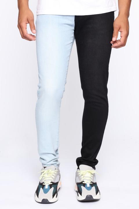Two Tone Skinny Jeans - Black/combo
