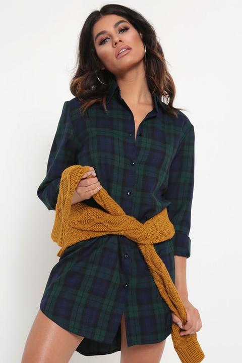 Green Check Shirt Dress