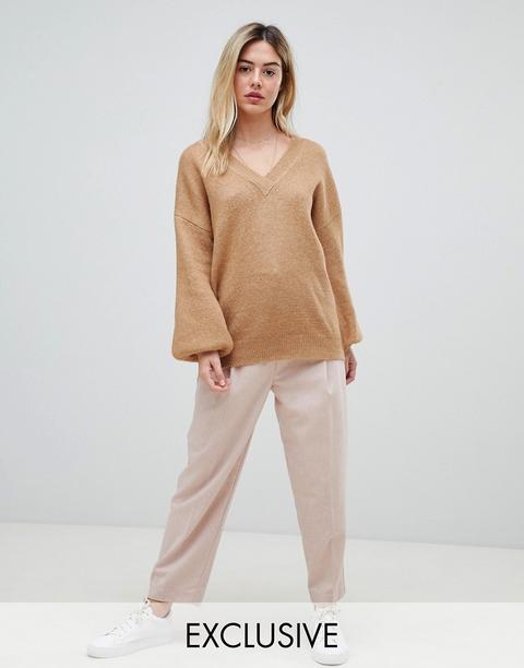 Micha Lounge - Maglione Comodo Con Scollo A V - Beige