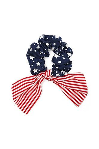 Forever 21 American Flag Bow Hair Scrunchie Red/white