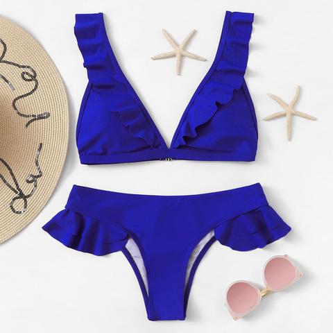 Top Con Ruffle Top E Bikini A Vita Bassa