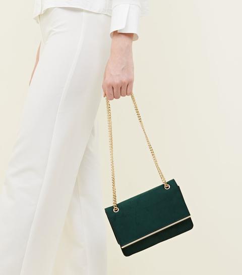 Dark Green Chain Strap Shoulder Bag New Look