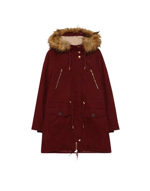 Parka Forrada Capucha Pelo