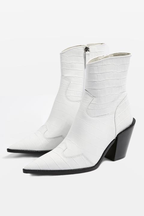 Womens Howdie High Ankle Boots - White, White