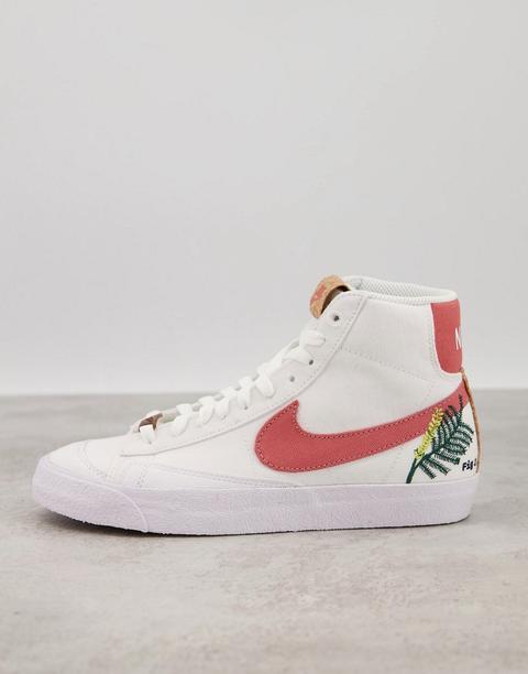 Zapatillas De Deporte Blancas Y Burdeos Con Bordado Floral Blazer Mid 77 Move To Zero De Nike-blanco