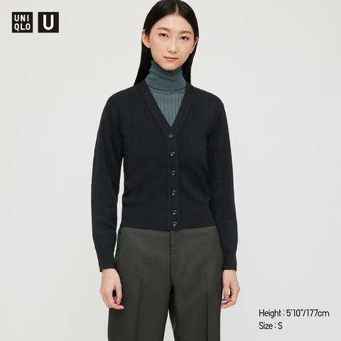 Uniqlo U Cárdigan Lana Merino Mezcla Cuello Pico Mujer