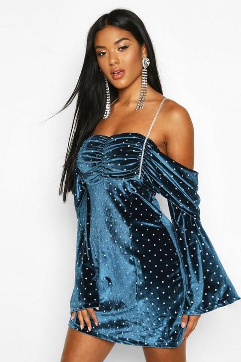 boohoo blue velvet dress