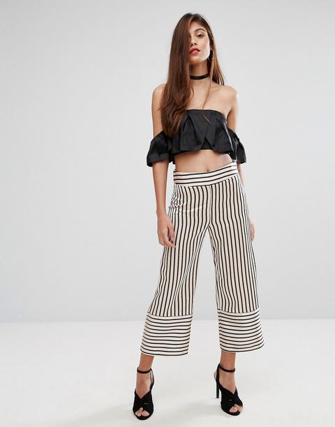 River Island - Pantaloni Alla Caviglia A Righe Con Fondo Ampio - Multicolore